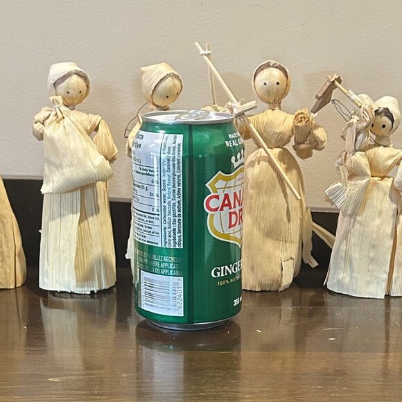 Vintage Lot of 8 Corn Husk Dolls Handmade Folk Art Thanksgiving Decor Craft Boho - Picture 7 of 7